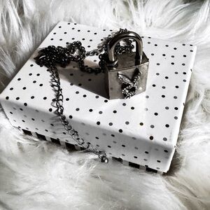 Silver Padlock Necklace with Chain